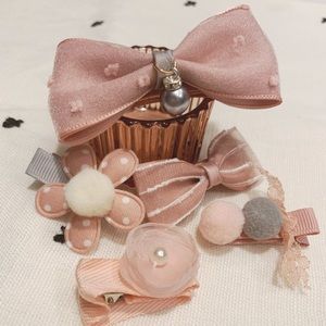 Hairclips Set of Five - Fabric and Lace - 3 Pack